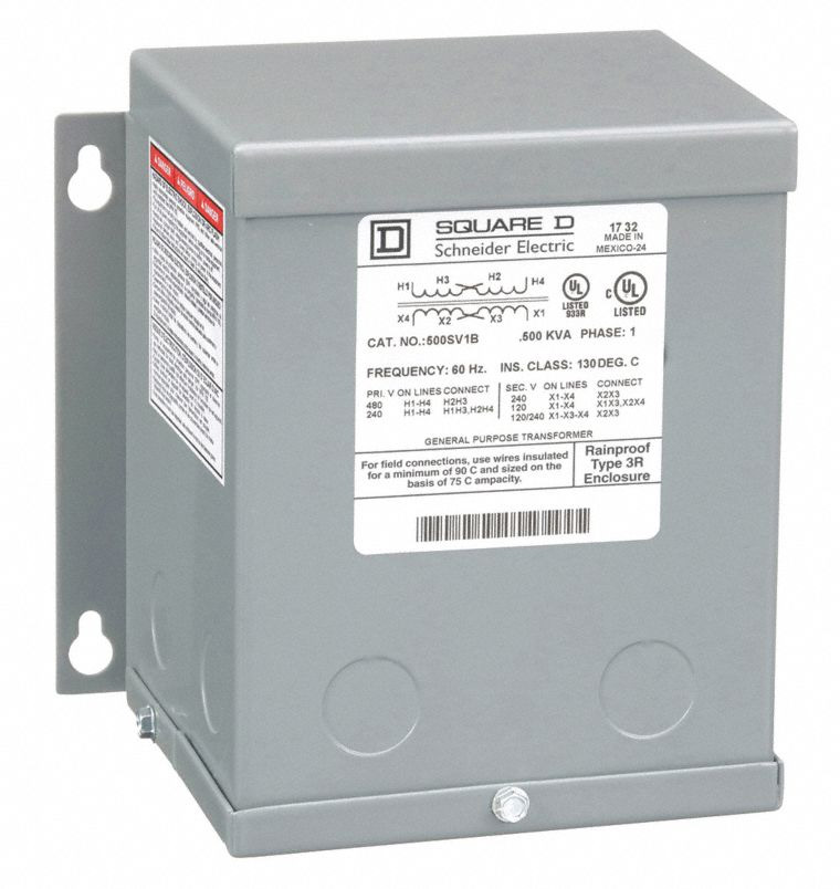 Single Phase Transformer: 480V AC/240V AC, 240V AC/120V AC